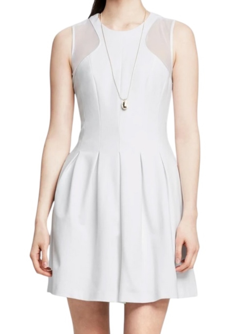 Banana Republic Mesh Ponte Fit & Flare Dress - White Size 2P